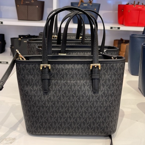 MICHAEL KORS 
Jet Set Travel Extra-Small Logo Top-Zip Tote Bag
Black 
NWT - Picture 5 of 16
